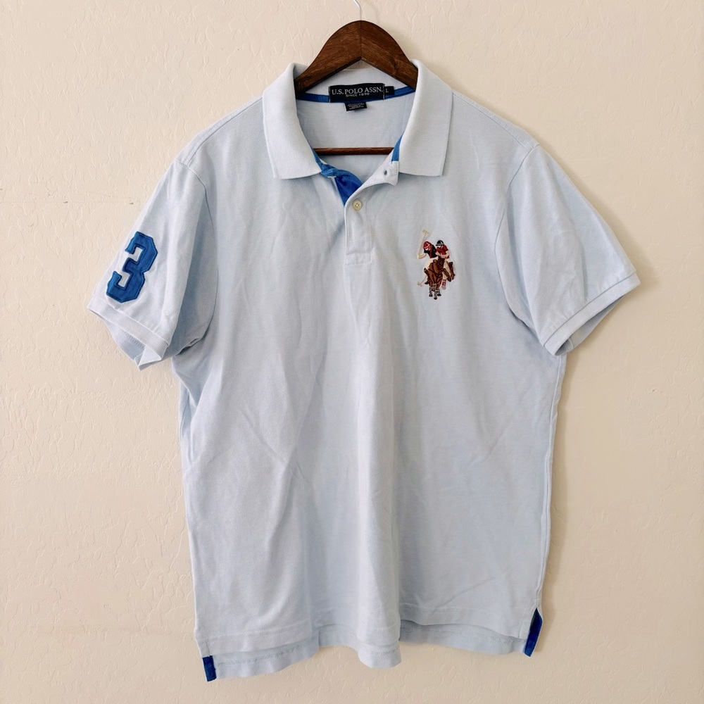 U.S. Polo Assn. Light Blue Polo with Embroidered‎ Logo Men’s Size Large